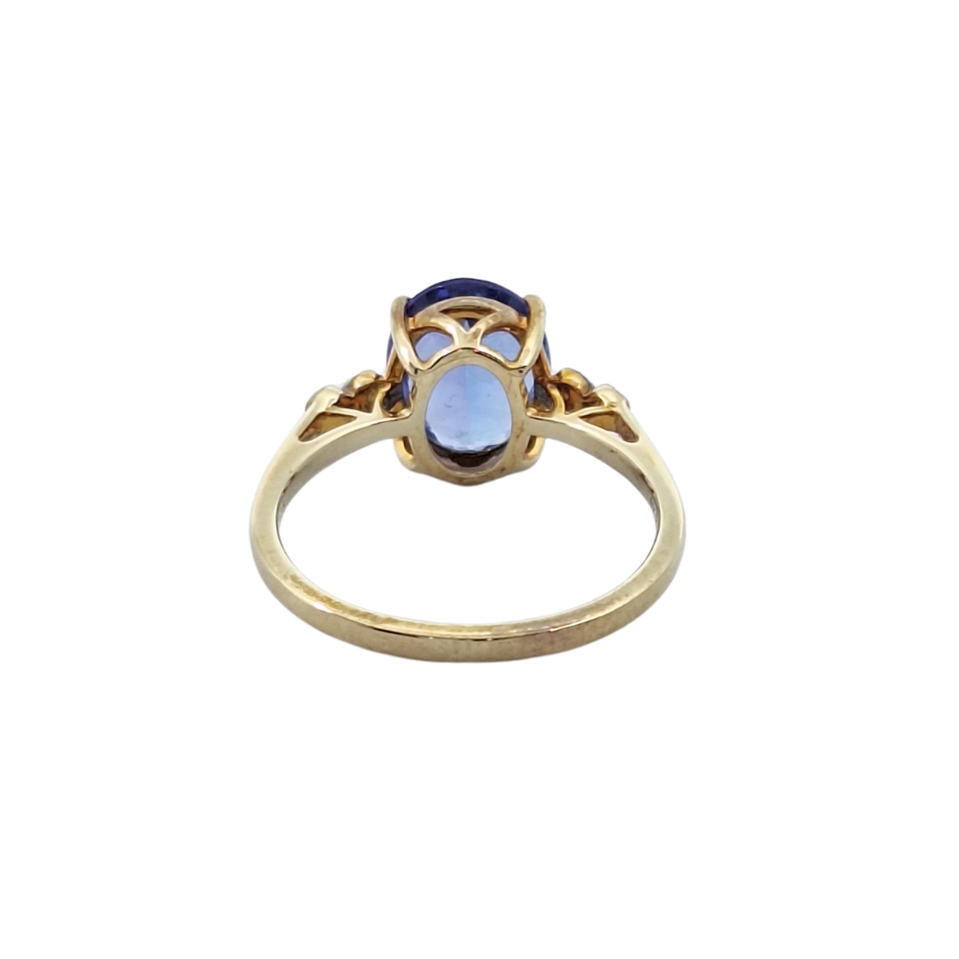 9ct Yellow Gold Tanzanite & Zircon Ring 2.60ct