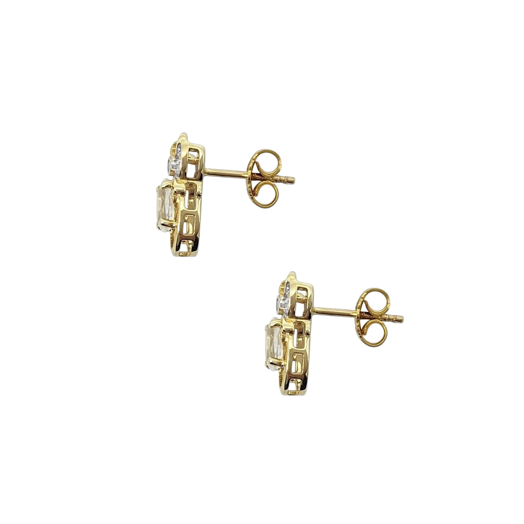 9ct Yellow Gold Singida Zircon & Zircon Earrings 1.86ct