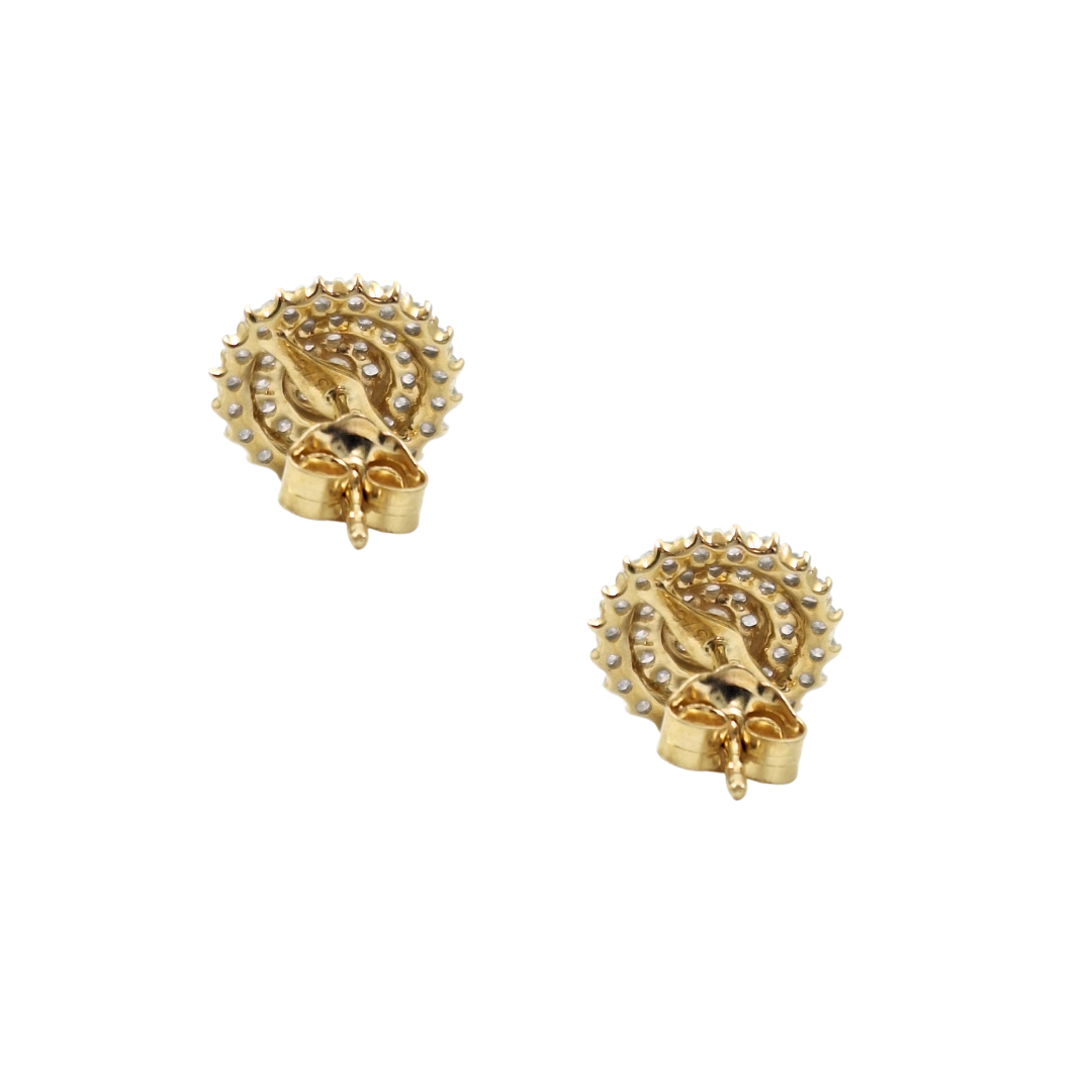 9ct Yellow Gold Diamond Cluster Earrings 0.75ct