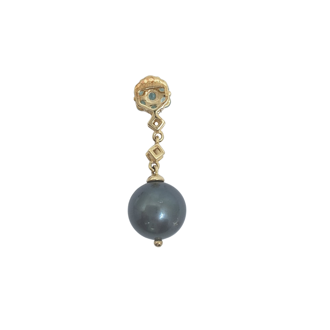 9ct Yellow Gold Cultured Pearl & Beryl Pendant