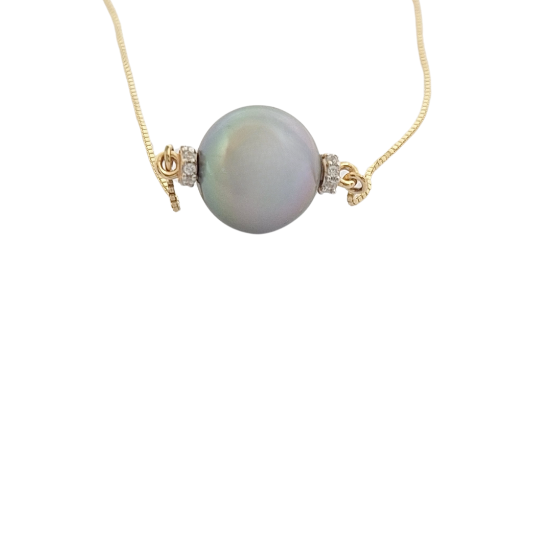 9ct Yellow Gold Tahitian Pearl Bracelet 7-8"