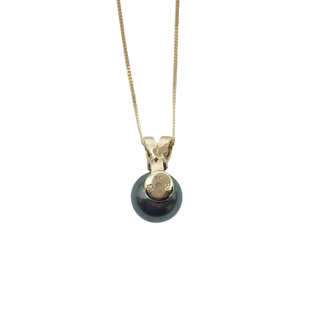 9ct Yellow Gold Tahitian Cultured Pearl & Zircon Pendant