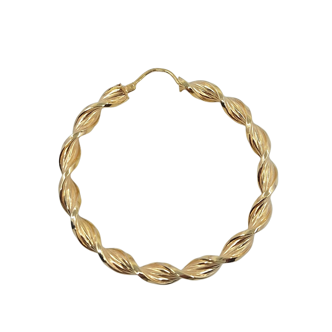 9ct Yellow Gold Twist Creole Earrings