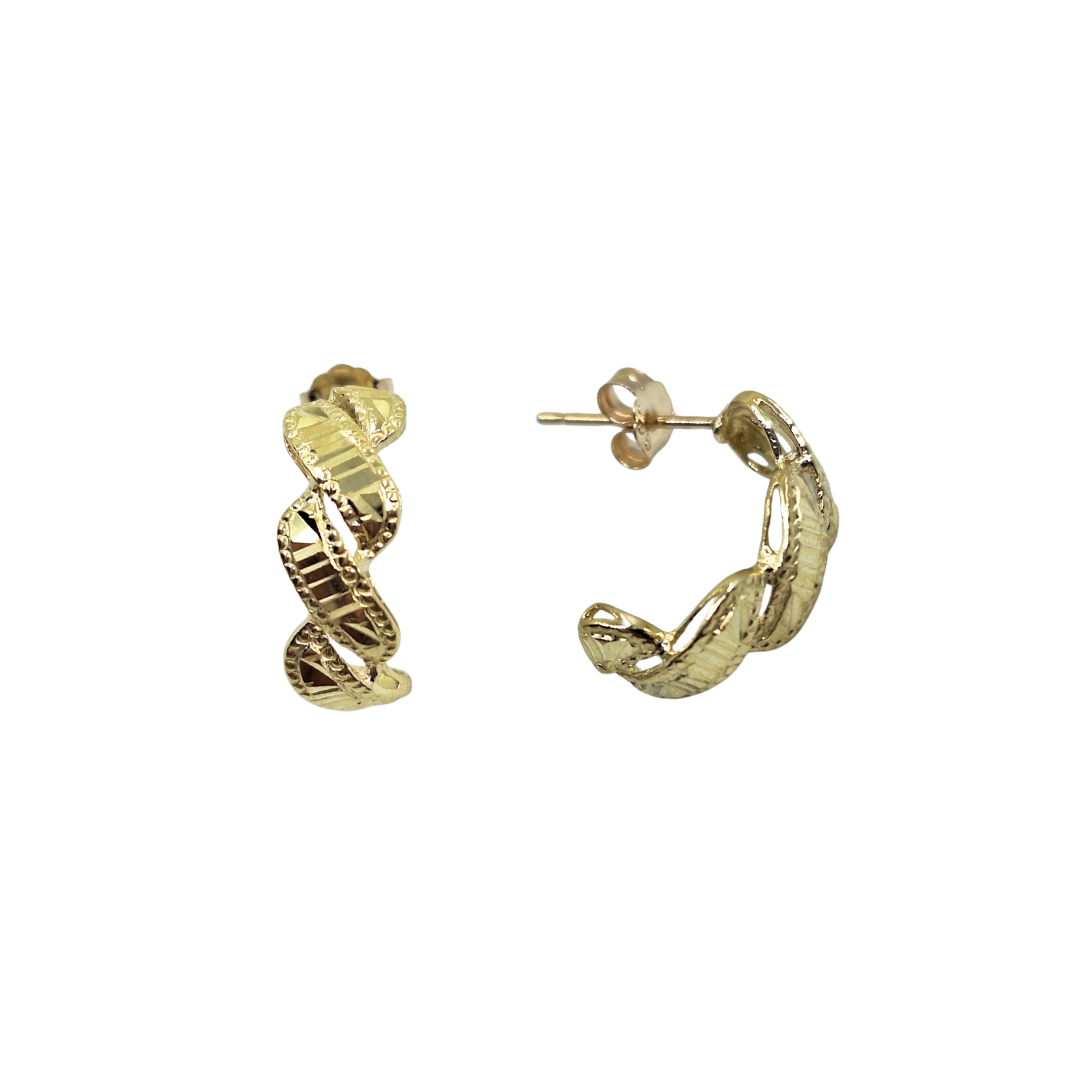 9ct Yellow Gold Fancy Half Hoop Earrings