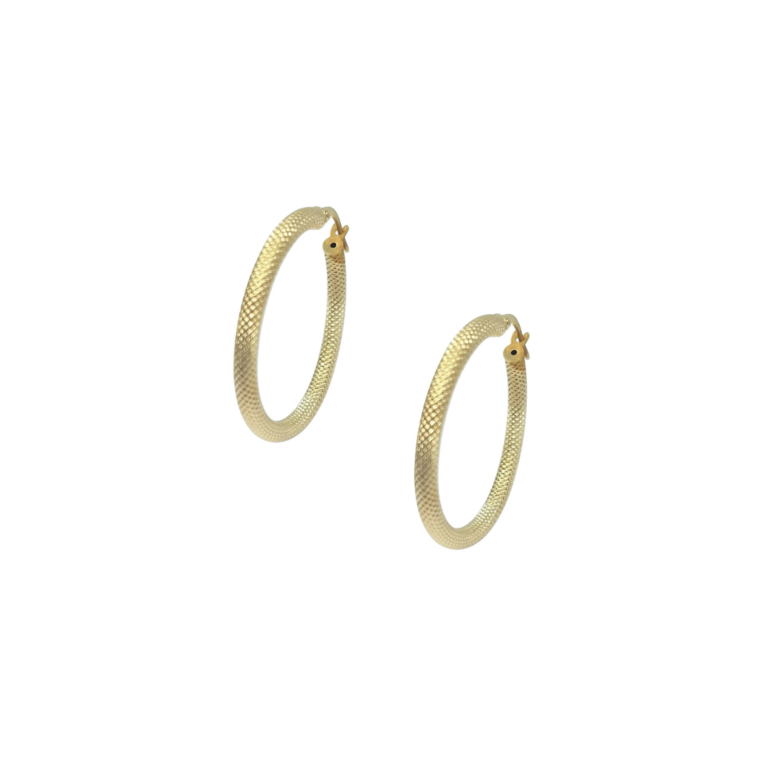 18ct Yellow Gold Patterned Hoops