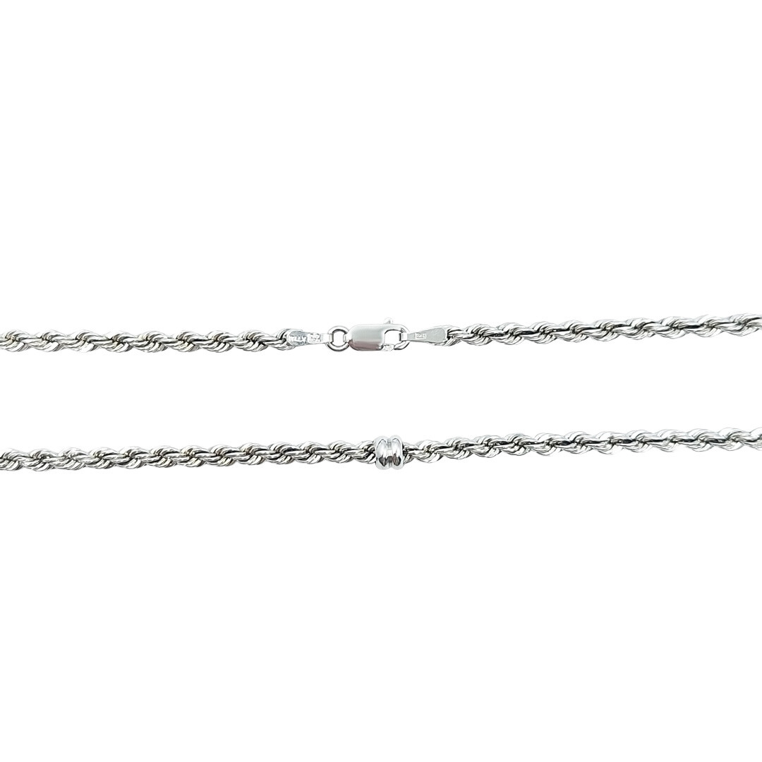 9ct White Gold Rope & Ball Chain 18"