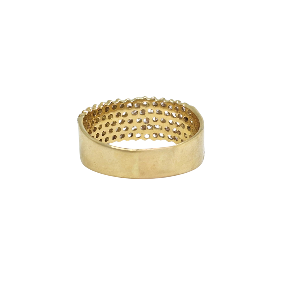 18ct Yellow Gold 5 Row Diamond Band Ring
