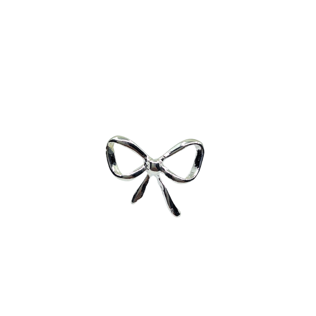 Silver Bow Stud Earrings