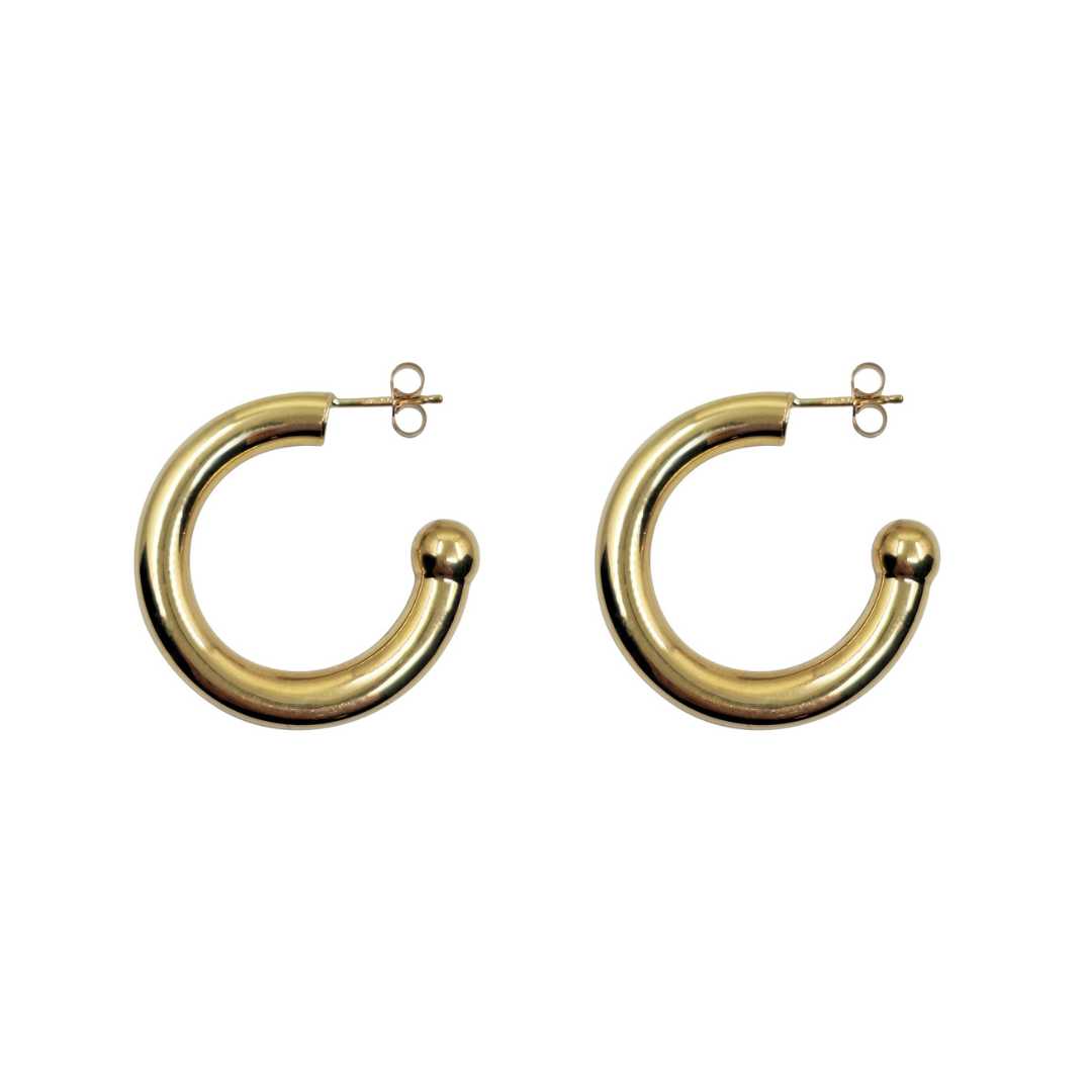9ct Yellow Gold Tube Hoop Earrings