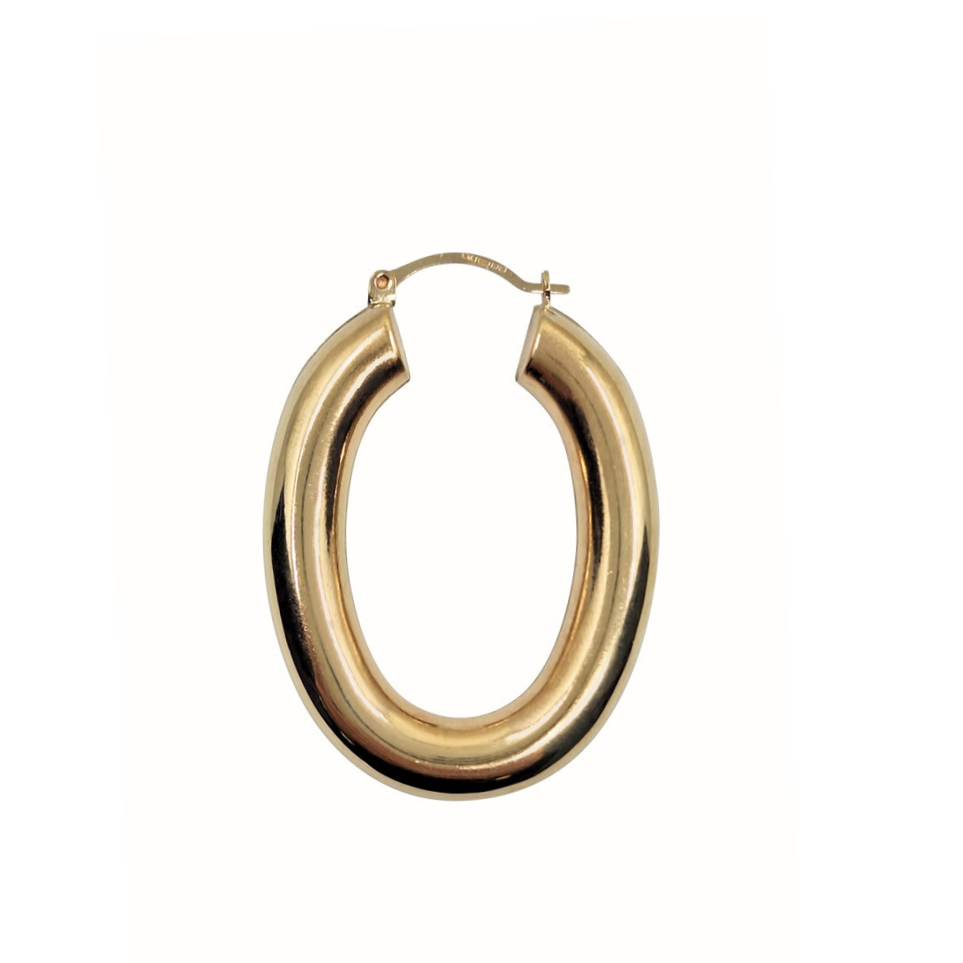 9ct Yellow Gold Oval Tube Creole Earrings