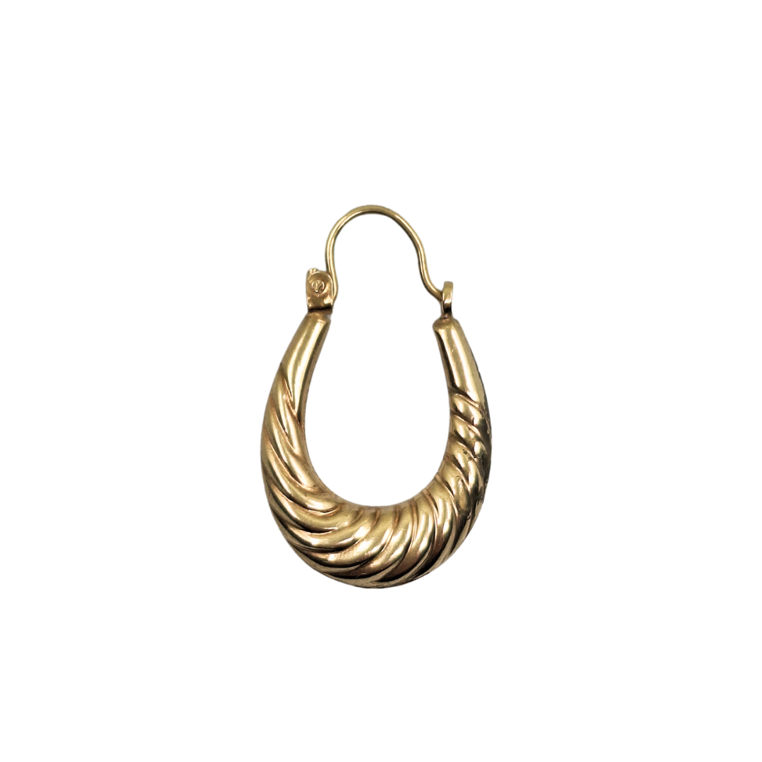 9ct Yellow Gold Patterned Creole Earrings