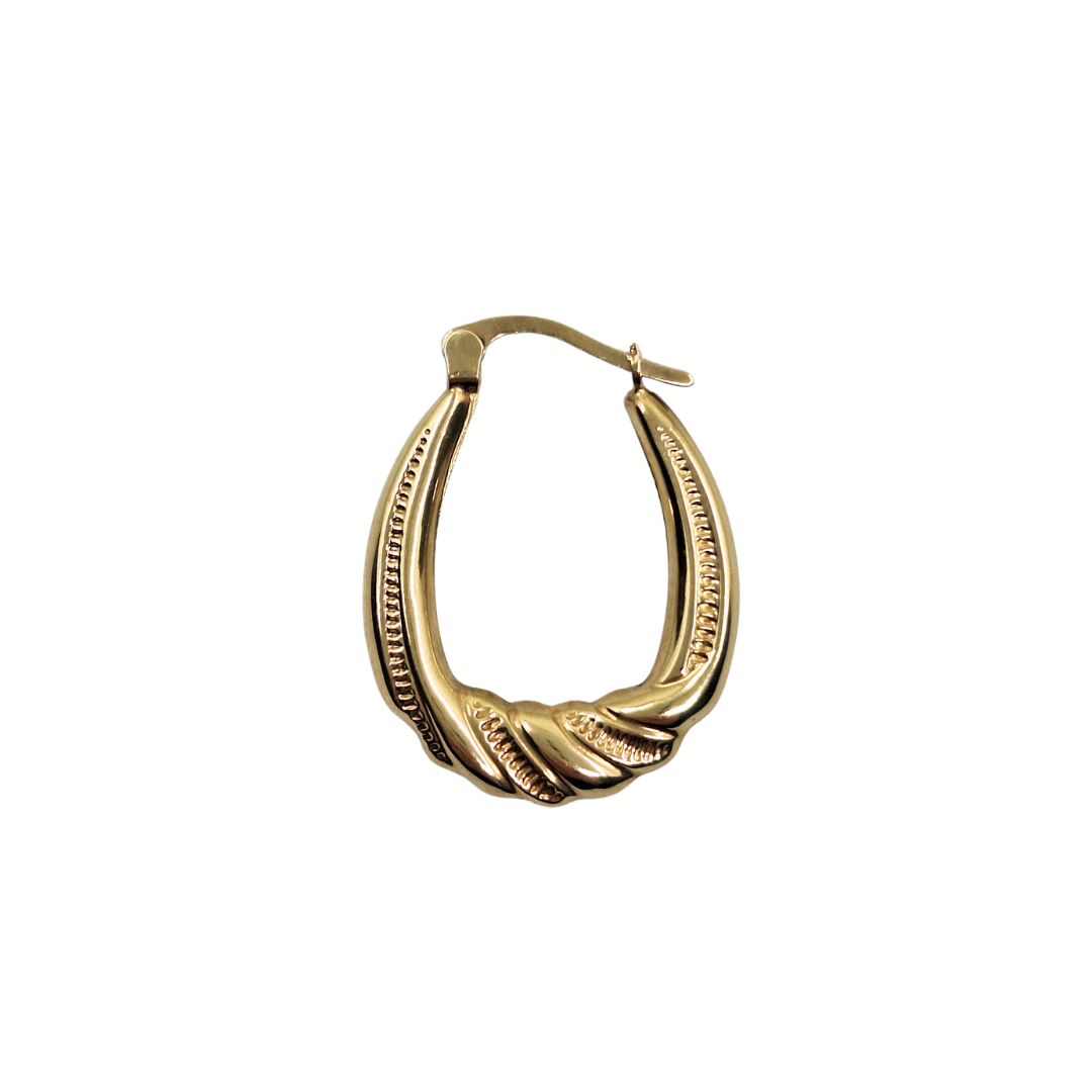 9ct Yellow Gold Patterned Creole Earrings