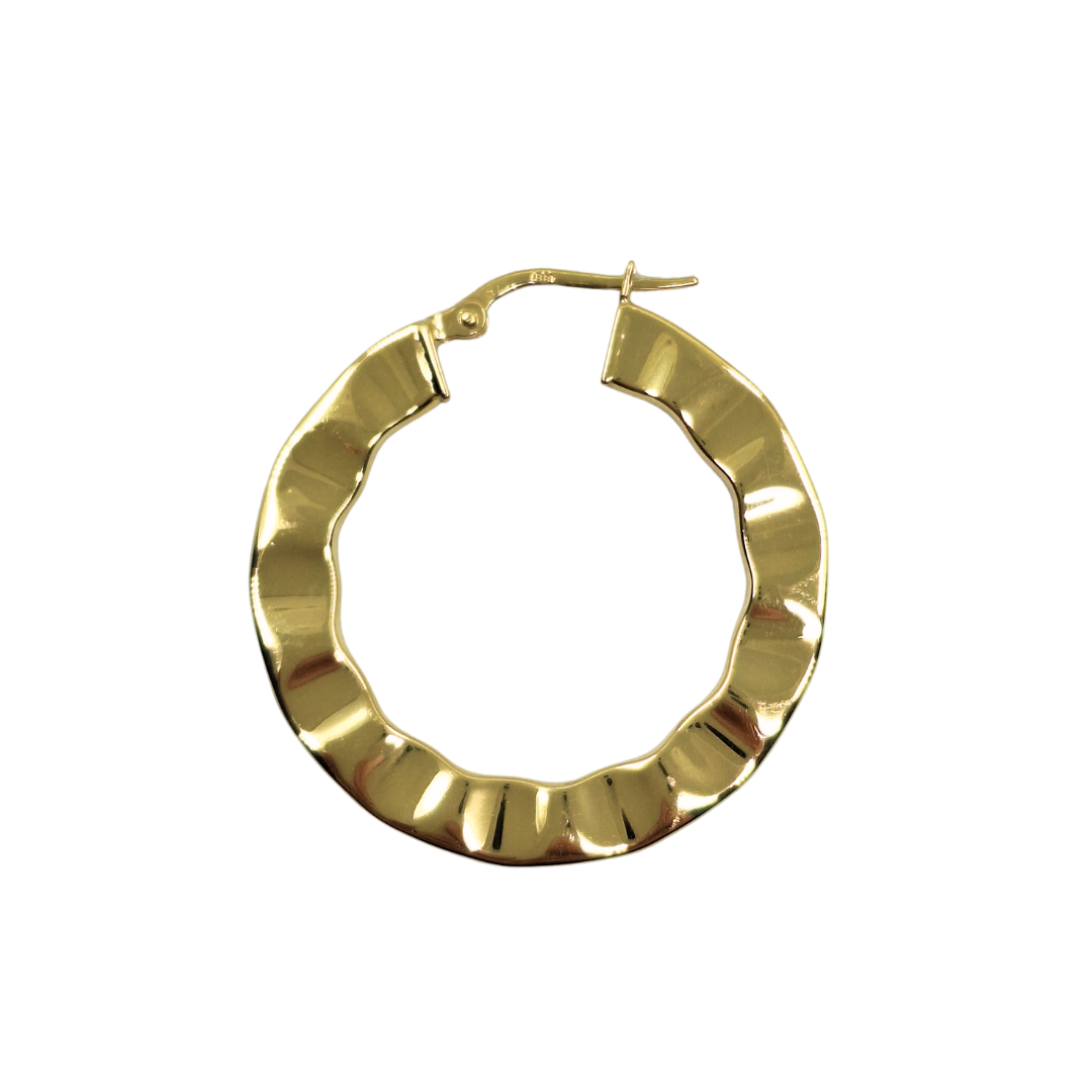 9ct Yellow Gold Wave Creole Earrings