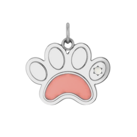 Ever-Paw Silver Pink Enamel & Gemstone Pendant (Large)