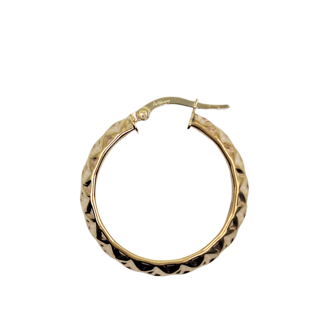 9ct Yellow Gold Patterned Creole Earrings