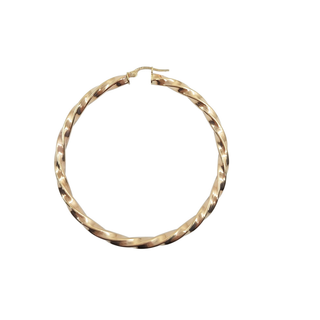 9ct Yellow Gold Twist Creole Earrings
