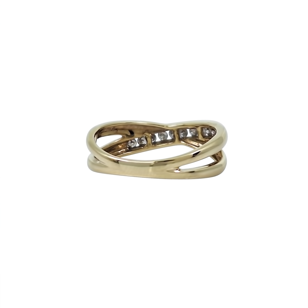 9ct Yellow Gold Diamond Crossover Band Ring