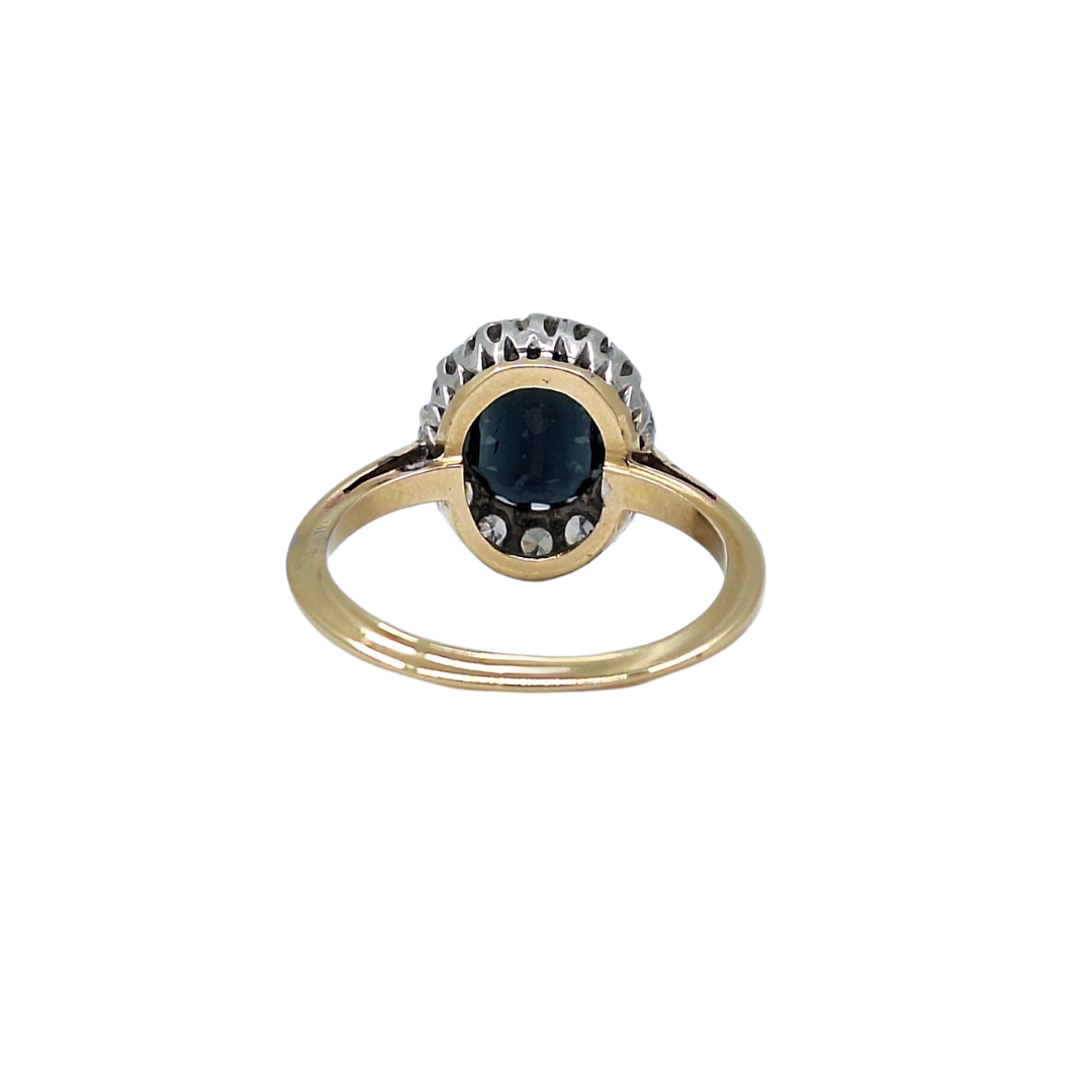 18ct Yellow Gold Sapphire & Diamond Cluster Ring