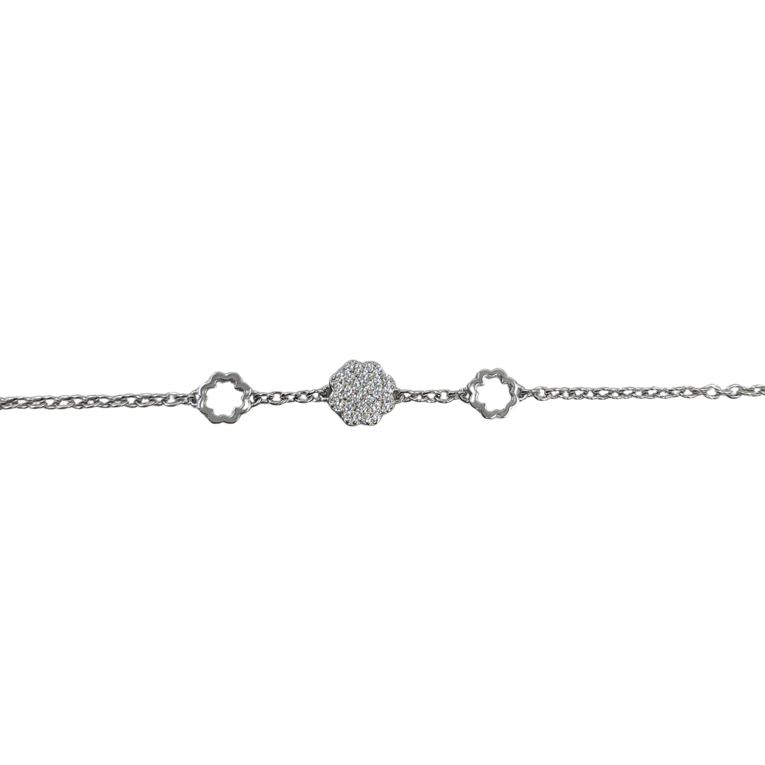 Silver Cubic Zirconia Flower Bracelet