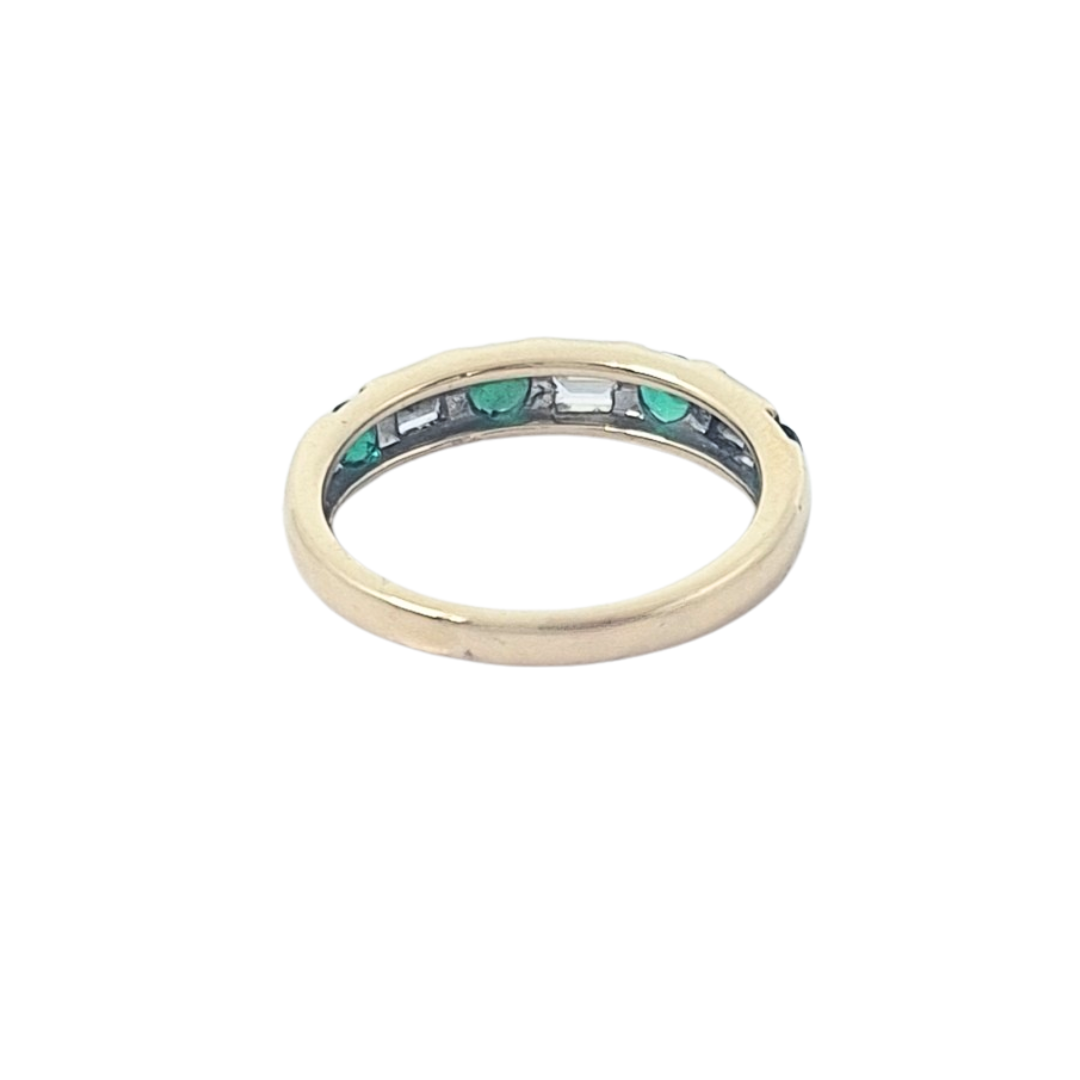 14ct Yellow Gold Emerald & Diamond Eternity Ring