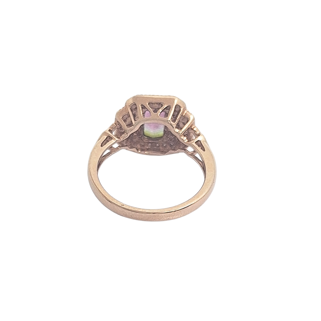 14ct Rose Gold Tourmaline & Diamond Ring