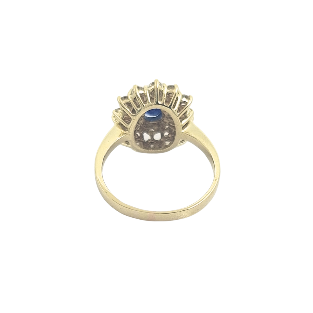 14ct Yellow Gold Sapphire & Diamond Cluster Ring