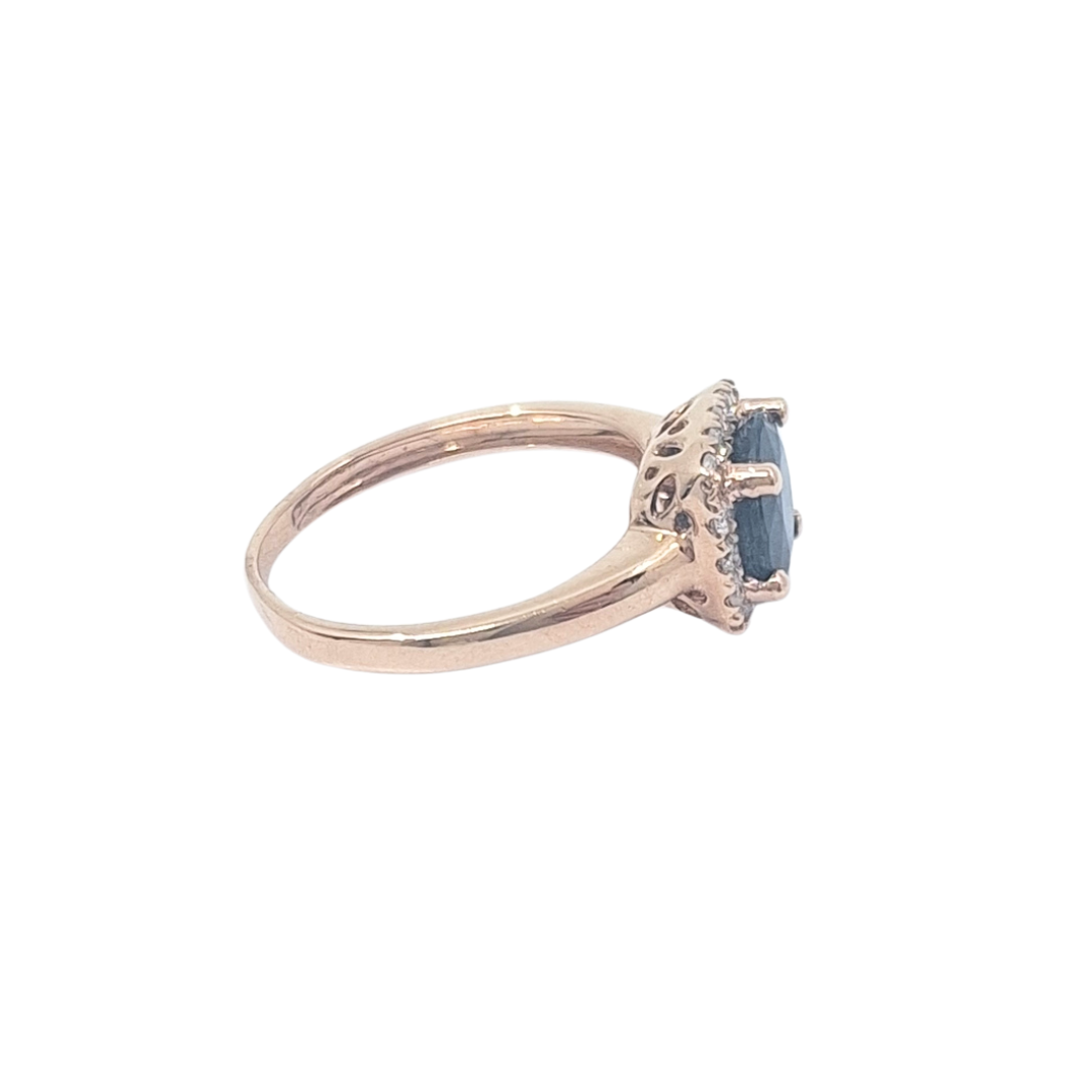 14ct Rose Gold Sapphire & Diamond Ring