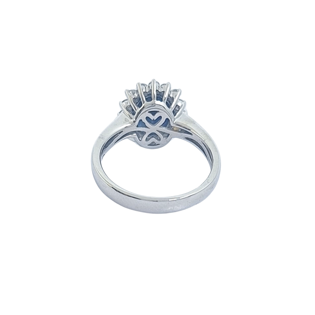 14ct White Gold Sapphire & Diamond Cluster Ring