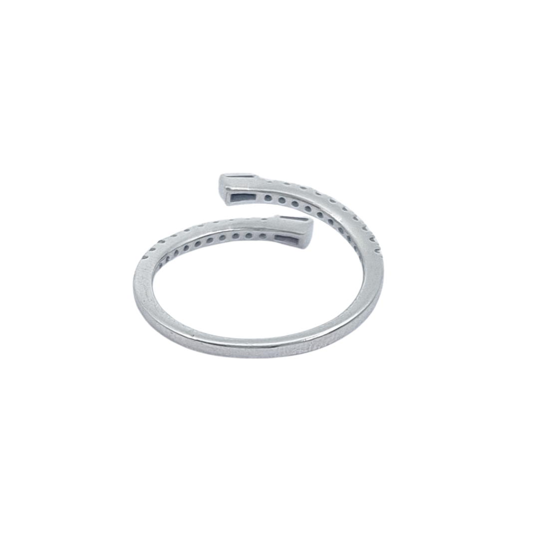 14ct White Gold Ruby & Diamond Crossover Ring
