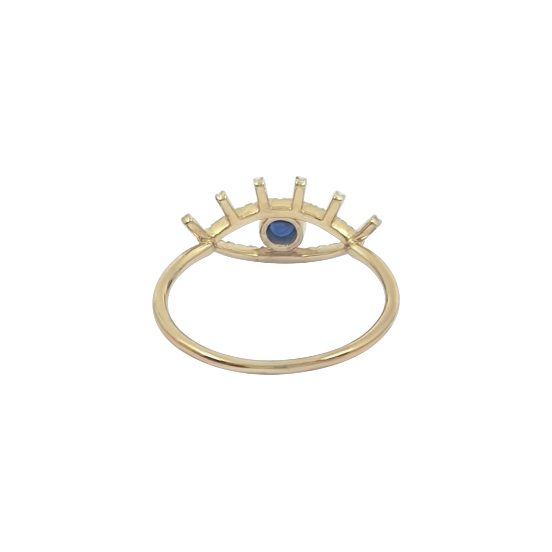 18ct Yellow Gold Eye Sapphire & Diamond Ring