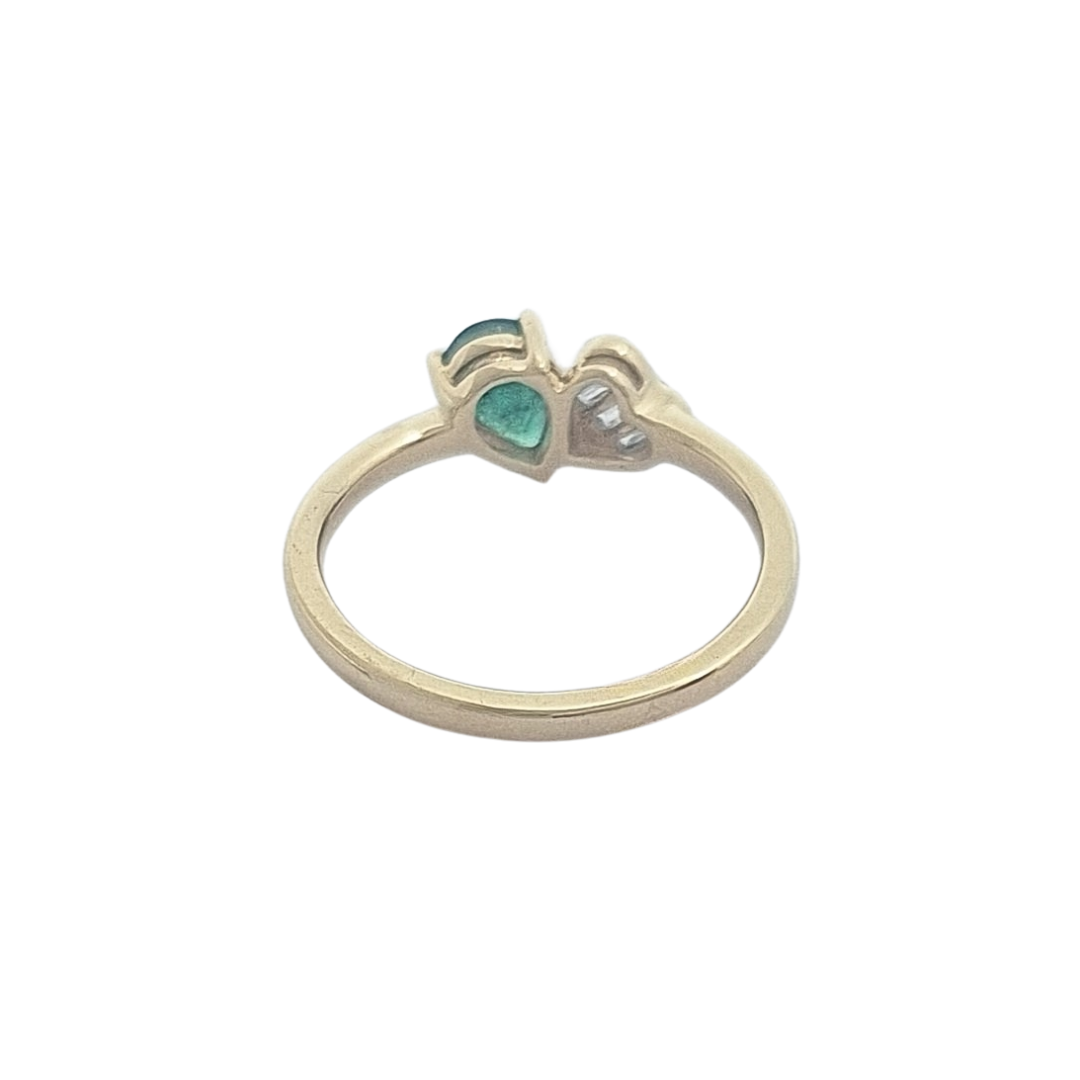 14ct Yellow Gold Emerald & Diamond Ring