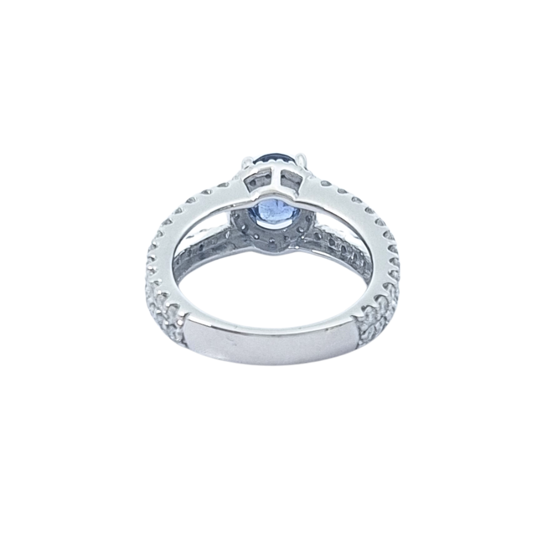 14ct White Gold Sapphire & Diamond Cluster Ring