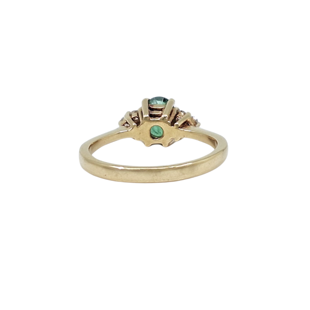 18ct Yellow Gold Emerald & Diamond Ring