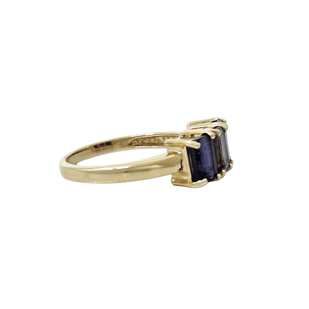 9ct Yellow Gold Iolite Three Stone Ring