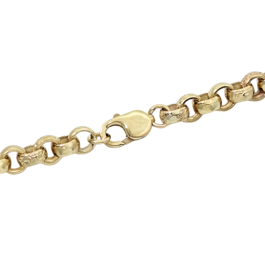 9ct Yellow Gold Solid Patterned Belcher Chain 24"