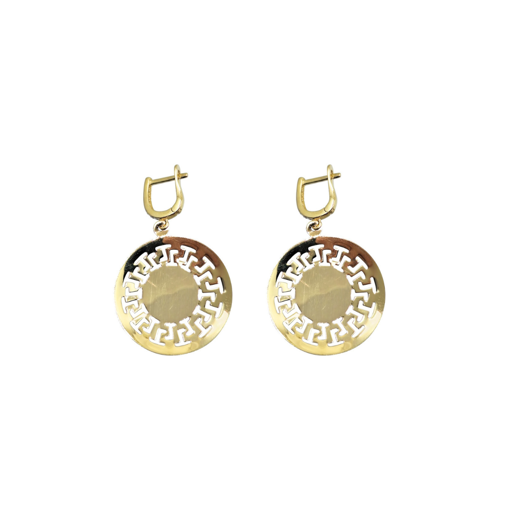 14ct Yellow Gold Cubic Zirconia Versace Style Earrings