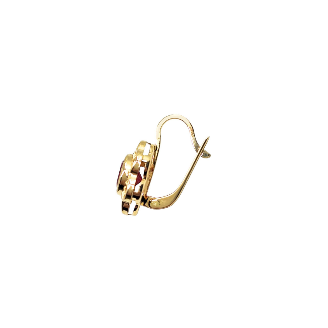 14ct Yellow Gold Red Cubic Zirconia Drop Earrings