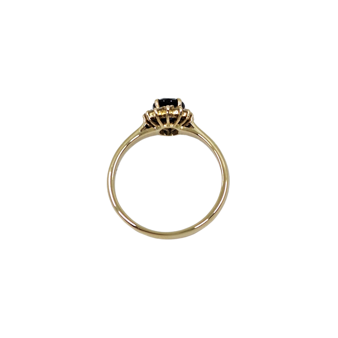 18ct Yellow Gold Sapphire & Diamond Cluster Ring