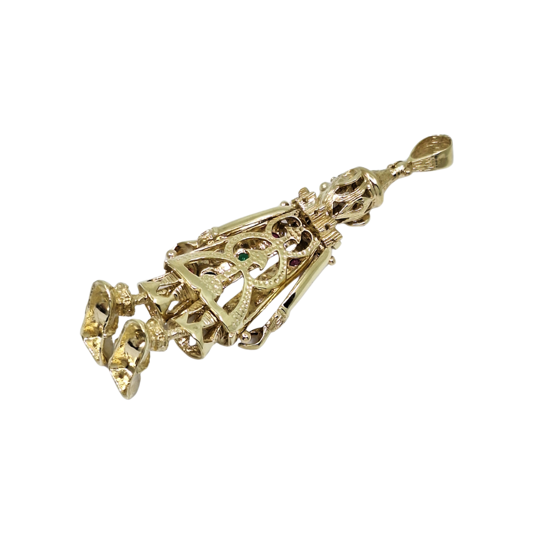9ct Yellow Gold Large CZ Clown Pendant