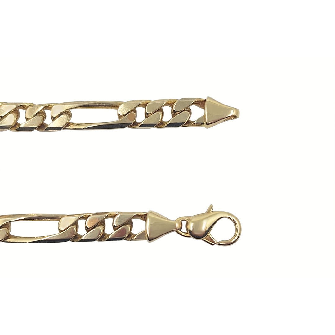 9ct Yellow Gold Figaro Bracelet 9"