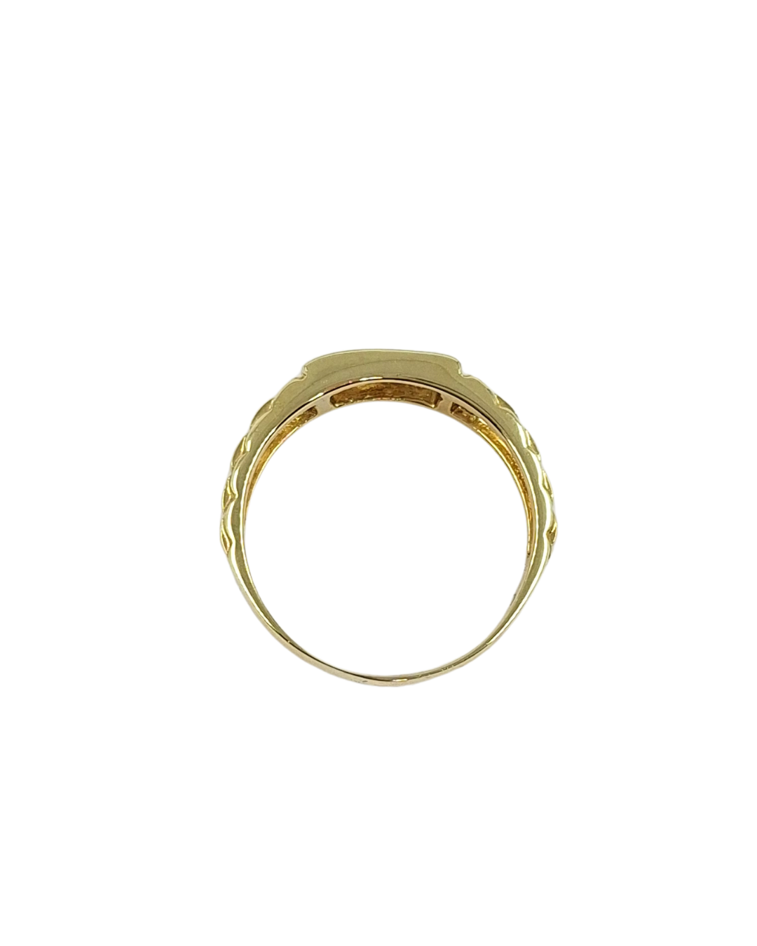 9ct Yellow Gold Rolex Style Cz Signet Ring