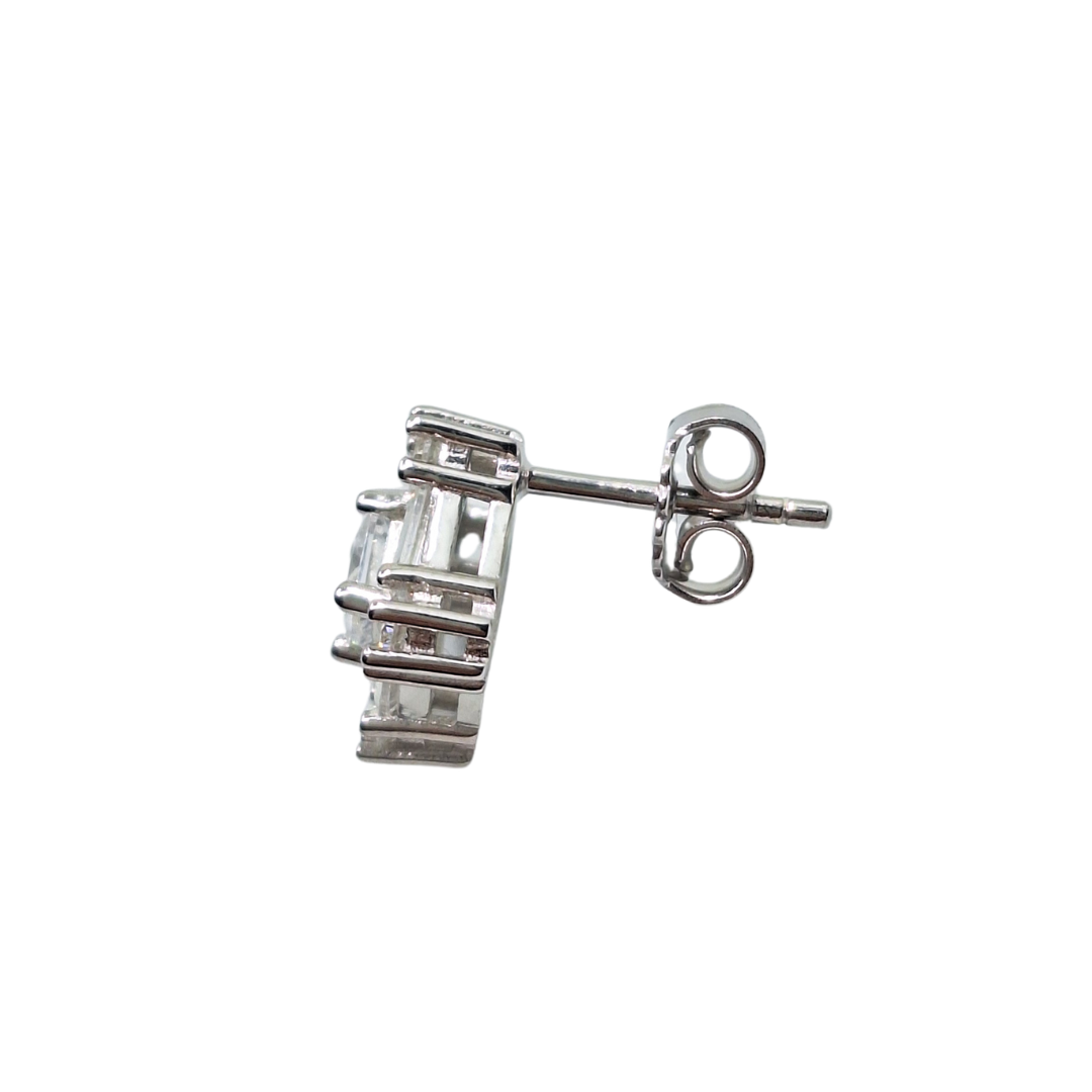 Silver Cubic Zirconia Baguette Cluster Studs