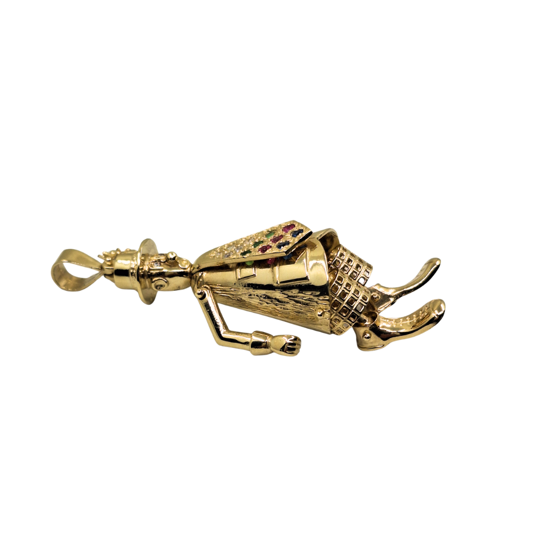 9ct Yellow Gold Large Clown With Tie Pendant