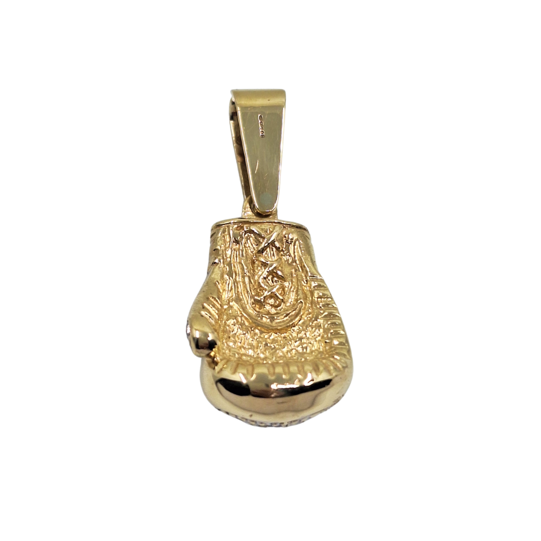9ct Yellow Gold St Georges Cubic Zirconia Boxing Glove Pendant