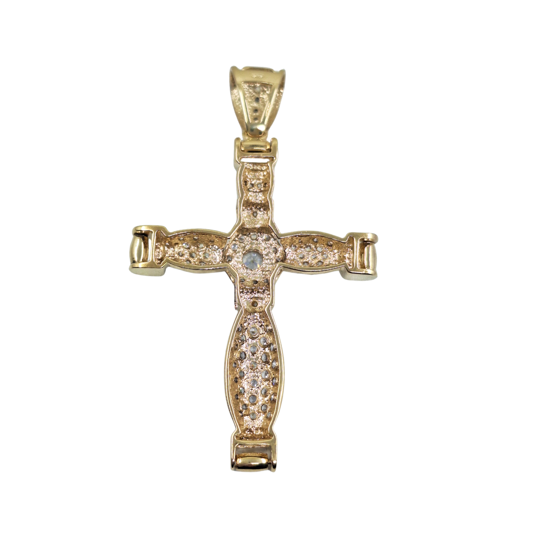 9ct Yellow Gold Cubic Zirconia Cross Pendant