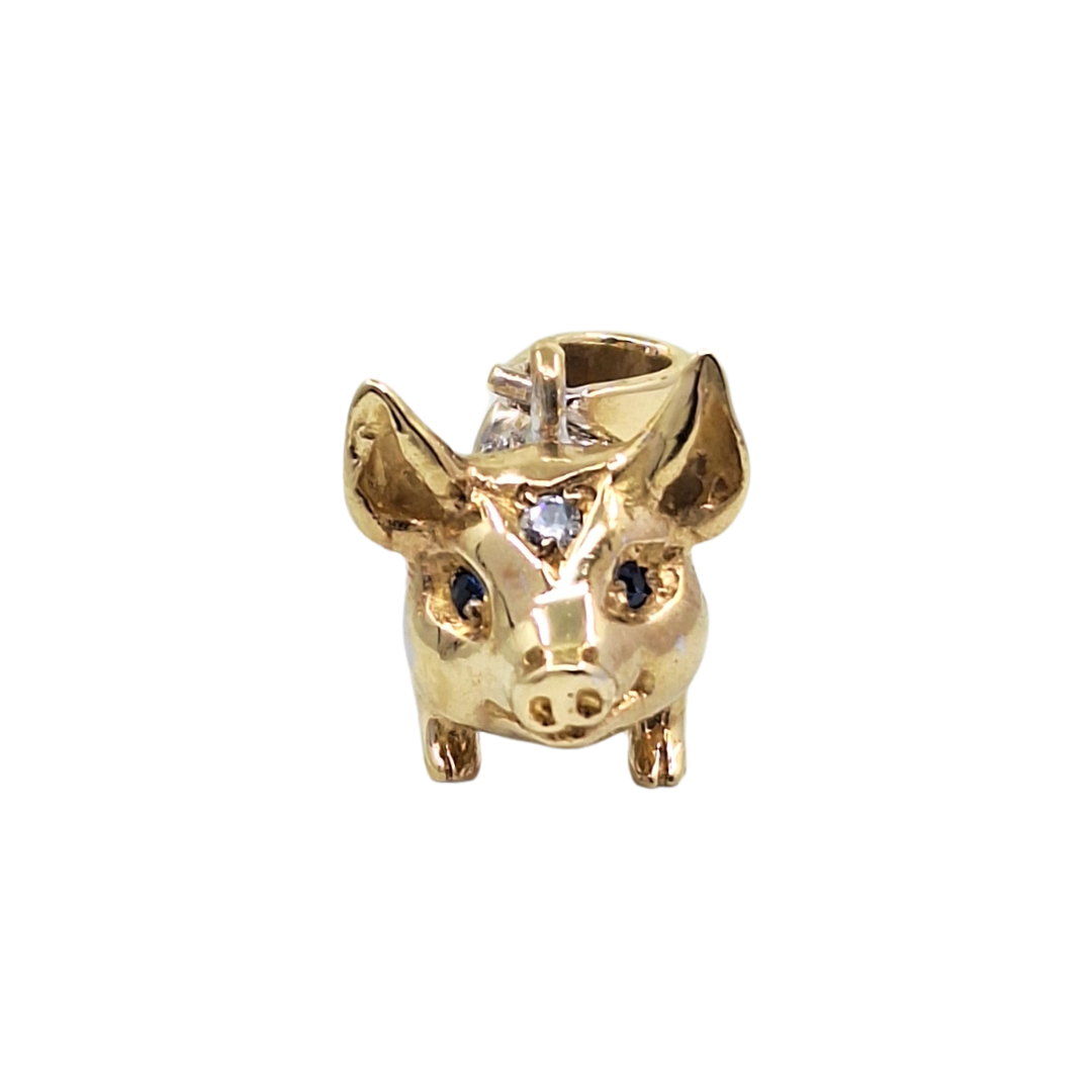 9ct Yellow Gold Cubic Zirconia Pig Pendant
