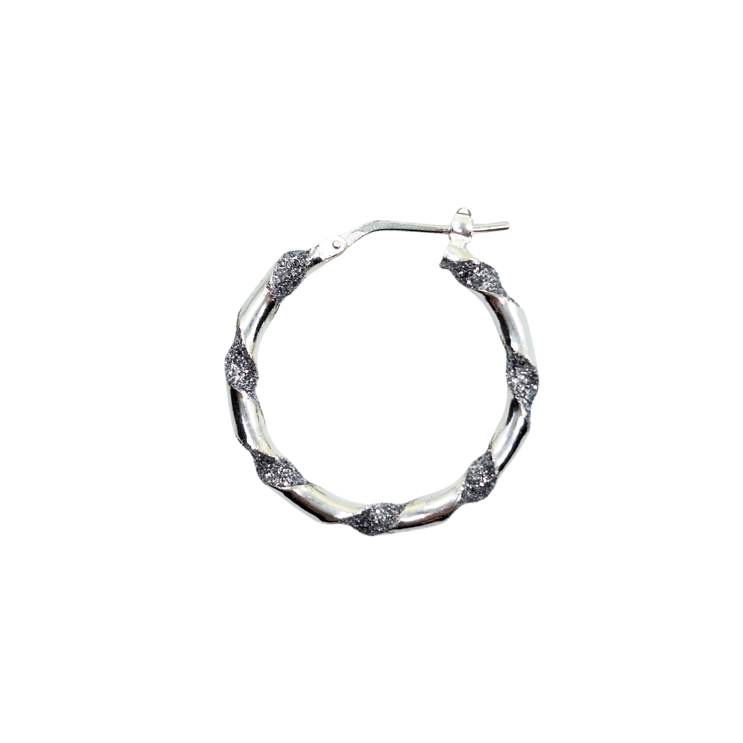 Silver Glitter Twist Creole Hoop Earrings