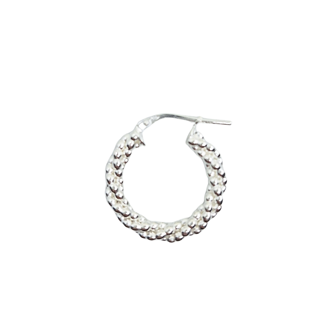 Silver Bead Hoop Creole Earrings