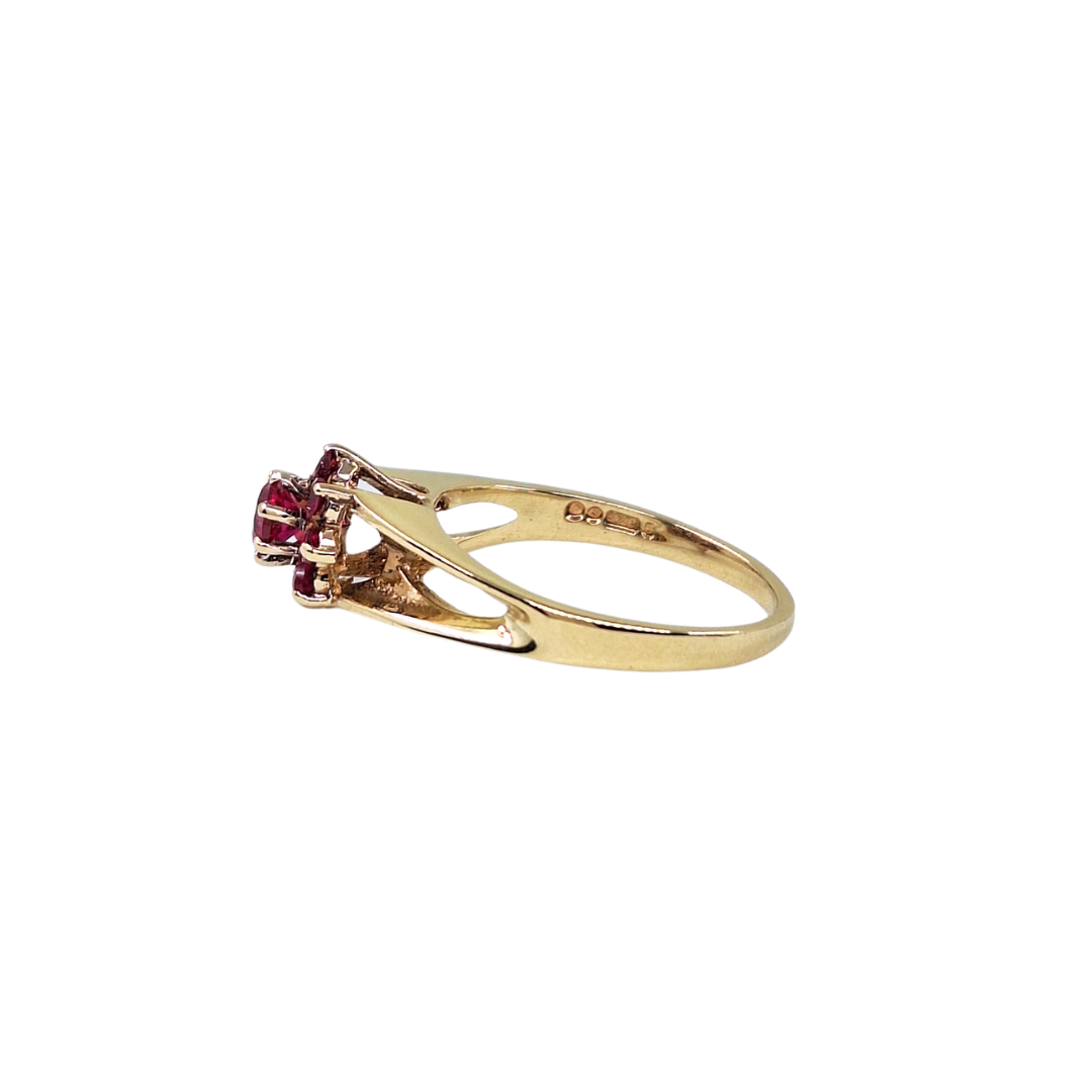 9ct Yellow Gold Pink Cubic Zirconia Cluster Ring