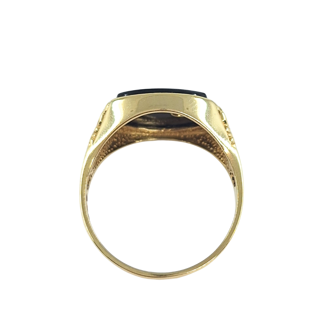 9CT Yellow Gold Cz Onyx Signet Ring